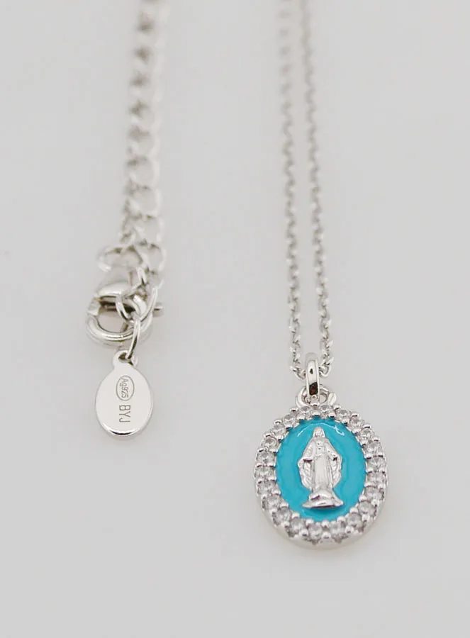 Collier Maria Wonderdadige Zilver en Licht Blauw Emaille (pic 3)