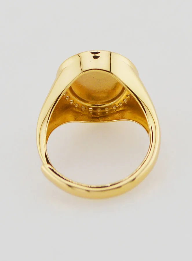 Ring Zegelring Maria Wonderdadige van Verguld Zilver en Zirkonia - Maten 52 tot 56 (pic 4)