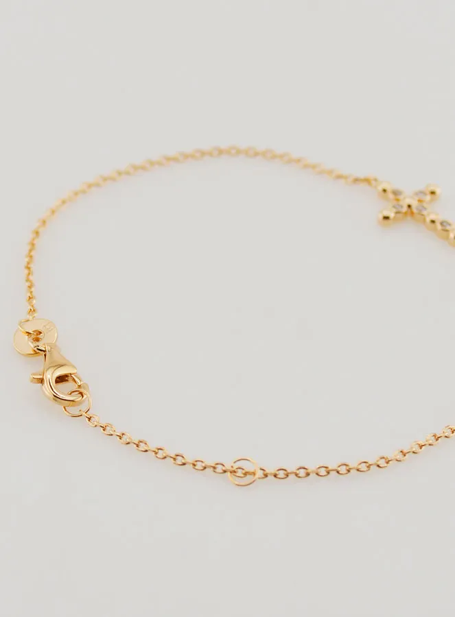 Religieuze Armband Verguld - Kruis Ronde Zirkonia's (pic 3)