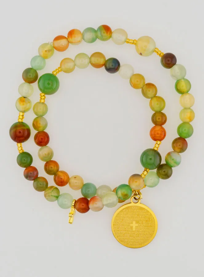 Rozenkrans Armband van Agaat Stenen met Onze Vader (pic 1)