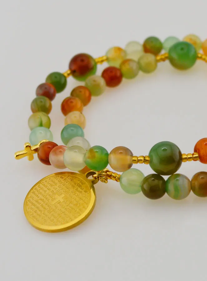 Rozenkrans Armband van Agaat Stenen met Onze Vader (pic 4)