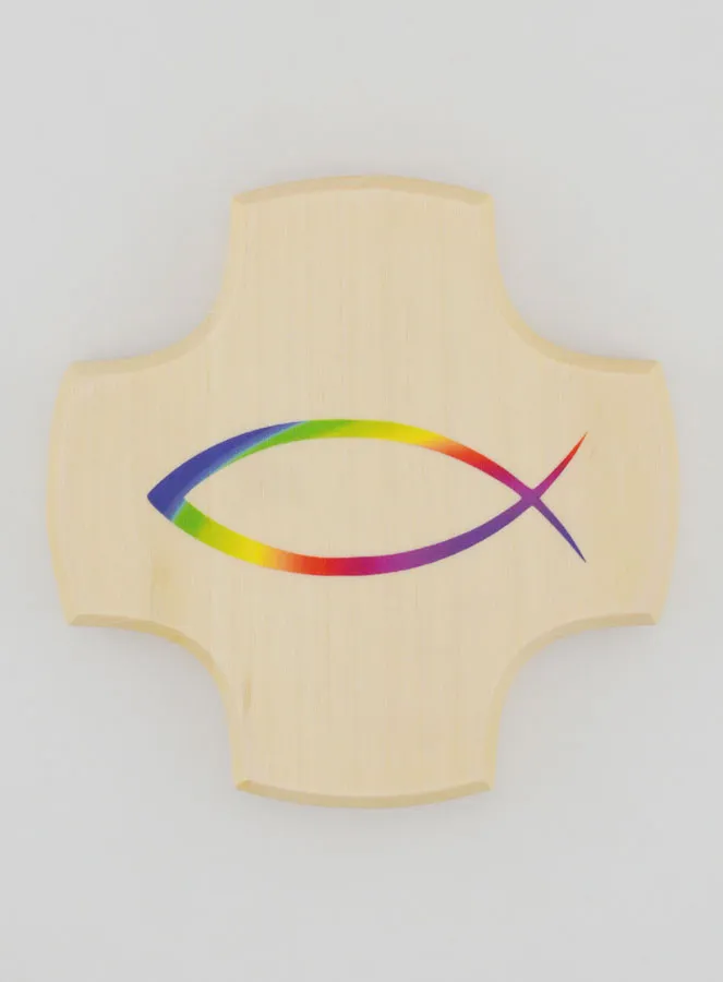 Houten Kruis van Esdoorn Hout - Christelijke Vis Ichtus (pic 1)