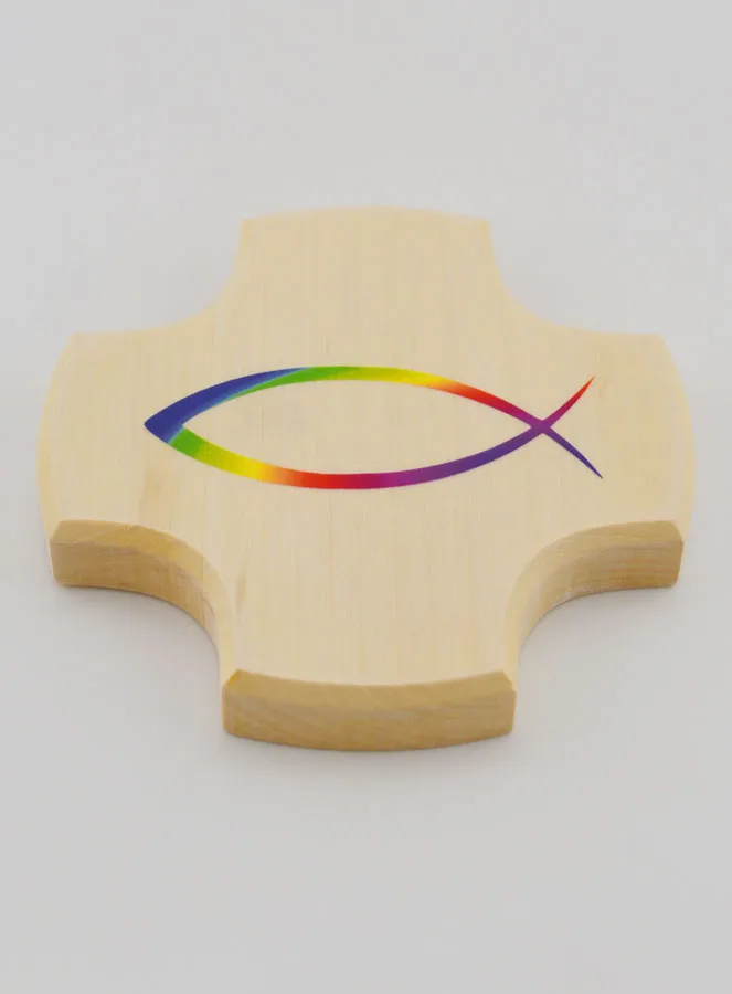 Houten Kruis van Esdoorn Hout - Christelijke Vis Ichtus (pic 2)