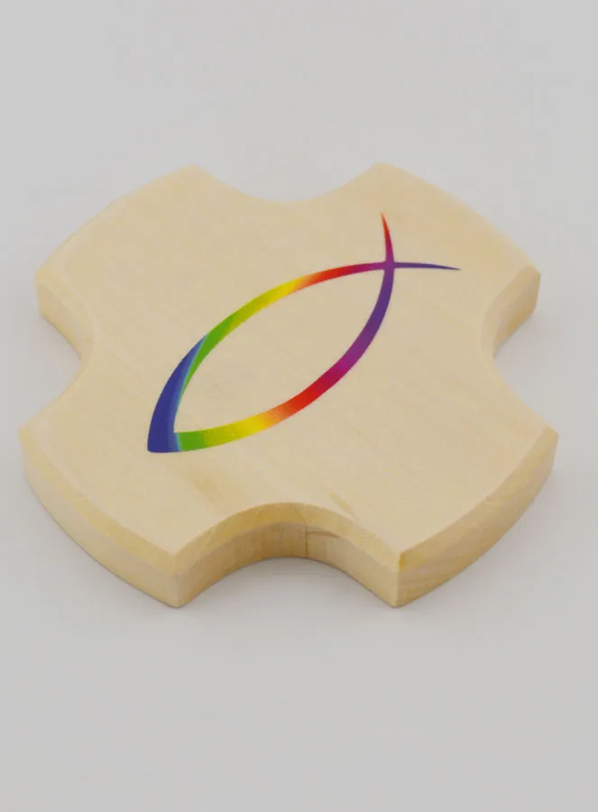 Houten Kruis van Esdoorn Hout - Christelijke Vis Ichtus (pic 3)