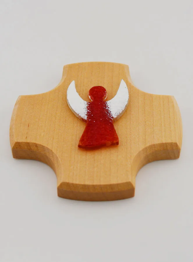 Kruis van Esdoornhout met Beschermengel van Glas (pic 2)