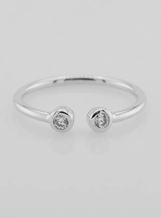Open Ring van Zilver en Zirkonia's - Maat 58 (pic 1)