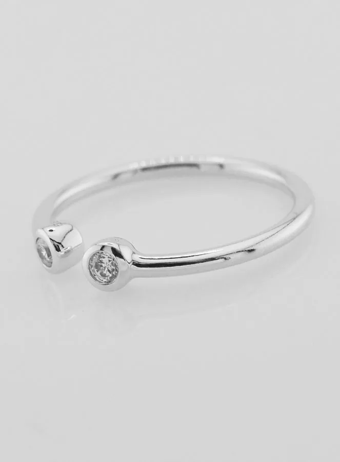Open Ring van Zilver en Zirkonia's - Maat 58 (pic 2)