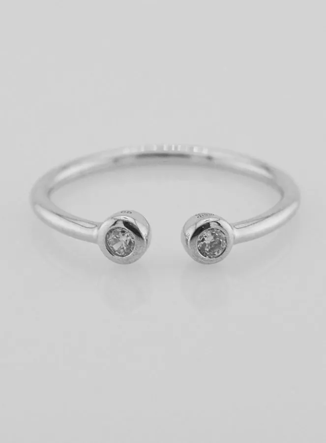 Open Ring van Zilver en Zirkonia's - Maat 60 (pic 1)