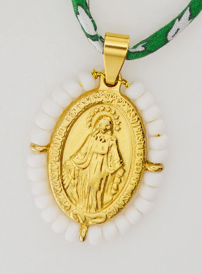 Wonderdadige Medaille met Kralen - Groen Liberty Koord (pic 4)