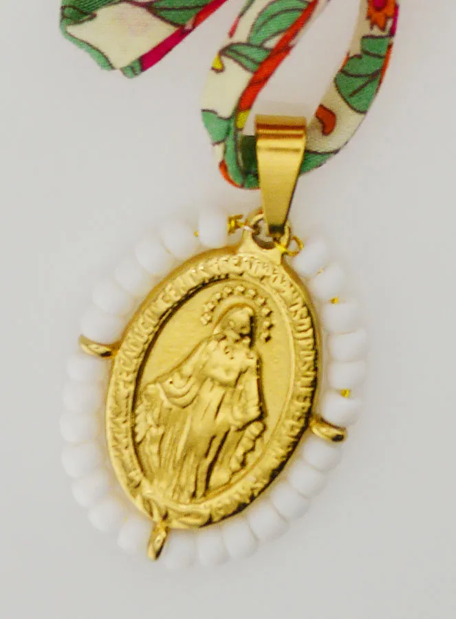 Religieus Collier Liberty Koord met Bloemen - Wonderdadige Medaille met Kralen (pic 4)