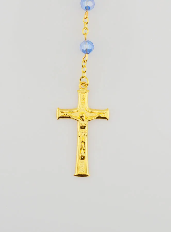 Rozenkrans Wonderdadige Medaille van Facetgeslepen Kralen - Blauw (pic 3)