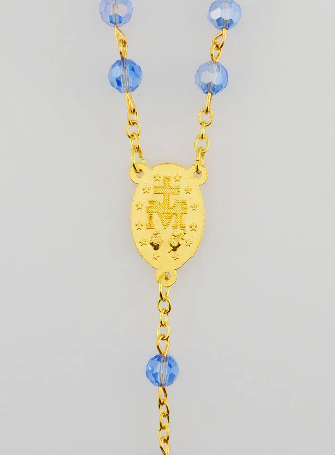 Rozenkrans Wonderdadige Medaille van Facetgeslepen Kralen - Blauw (pic 4)
