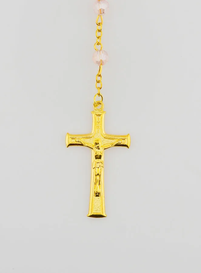 Rozenkrans Wonderdadige Medaille van Facetgeslepen Kralen - Roze (pic 3)