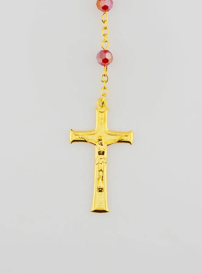 Rozenkrans Wonderdadige Medaille van Facetgeslepen Kralen - Rood (pic 3)