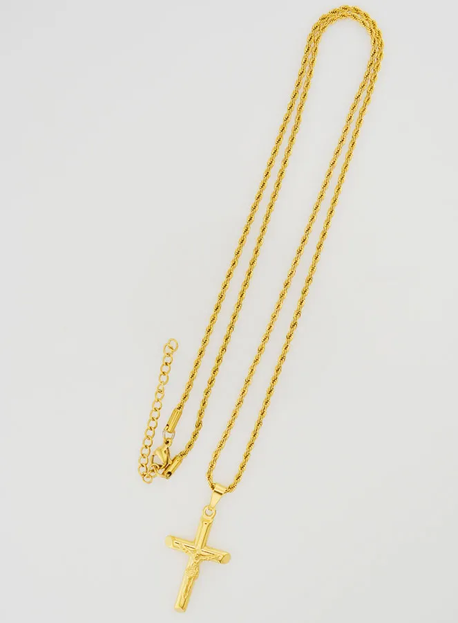 Religieus Collier Kruis van Christus van Goudkleurig Roestvrij Staal (pic 2)