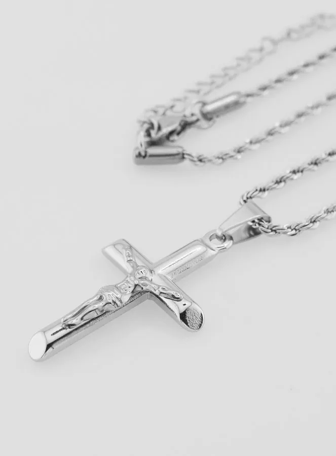 Religieus Collier met Kruis van Christus van Zilverkleurig Roestvrij Staal (pic 1)