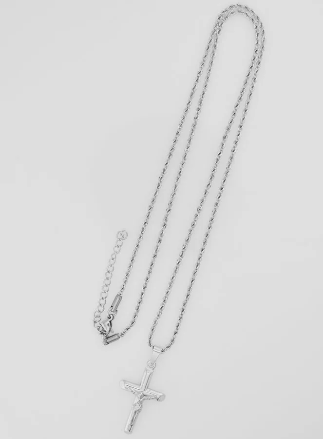 Religieus Collier met Kruis van Christus van Zilverkleurig Roestvrij Staal (pic 2)