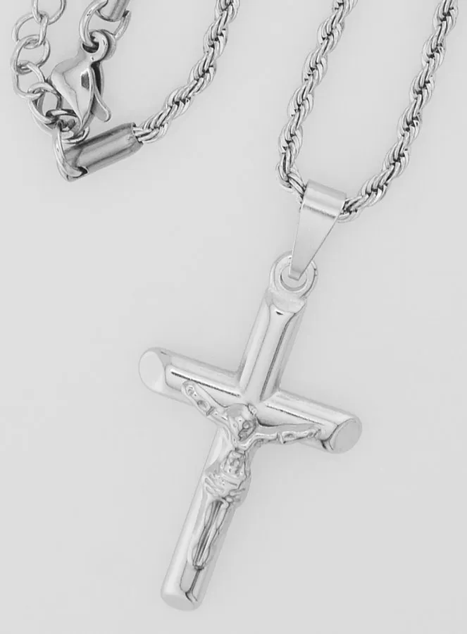 Religieus Collier met Kruis van Christus van Zilverkleurig Roestvrij Staal (pic 4)