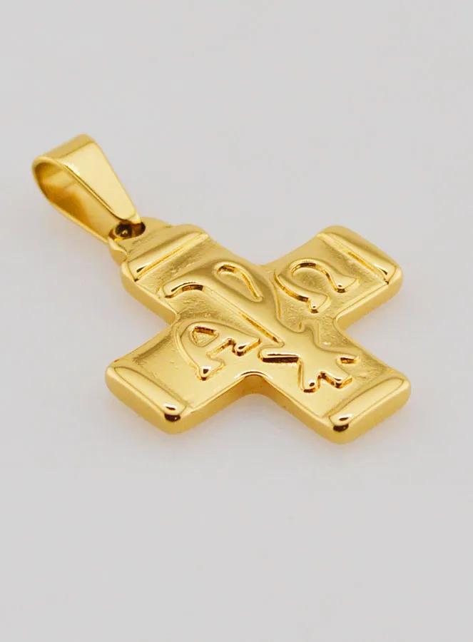 Goudkleurige Hanger Kruis Christogram - Pax, Alpha en Omega (pic 3)