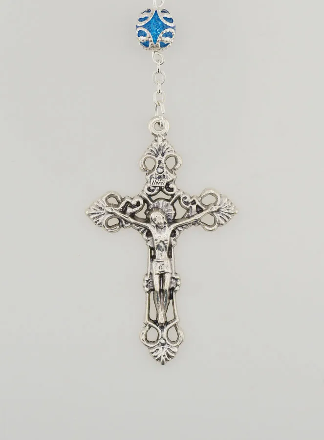 Rozenkrans met Blauwe Kralen - Wonderdadige Medaille en Barok Kruis (pic 3)