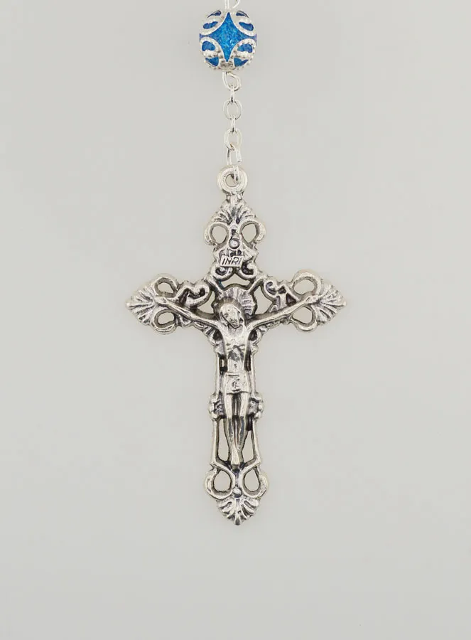 Rozenkrans Maria Wonderdadige met Barok Kruis - Blauw (pic 3)