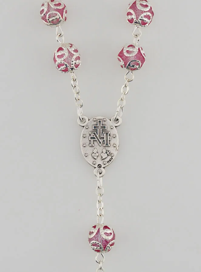 Rozenkrans Maria Wonderdadige en Barok Kruis - Roze (pic 4)