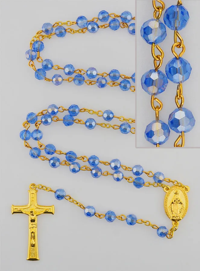 Rozenkrans van Blauw Kristal met Wonderdadige Medaille (pic 1)