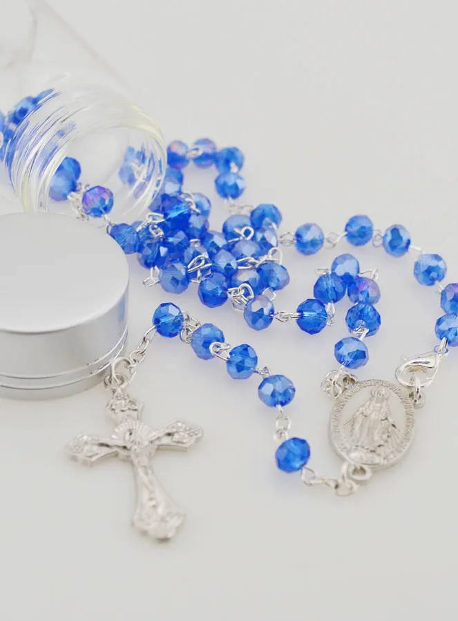 Rozenkrans Blauw Kristal en Wonderdadige Medaille (pic 2)