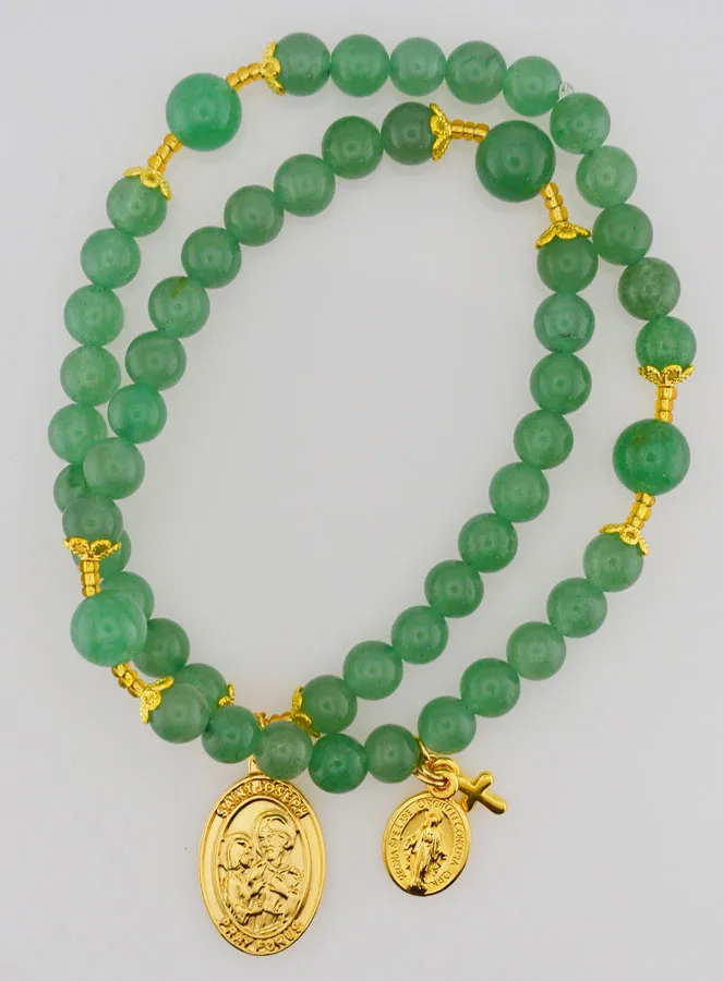 Rozenkrans Wonderdadige Medaille en Heilige Jozef van Aventurijn (pic 1)