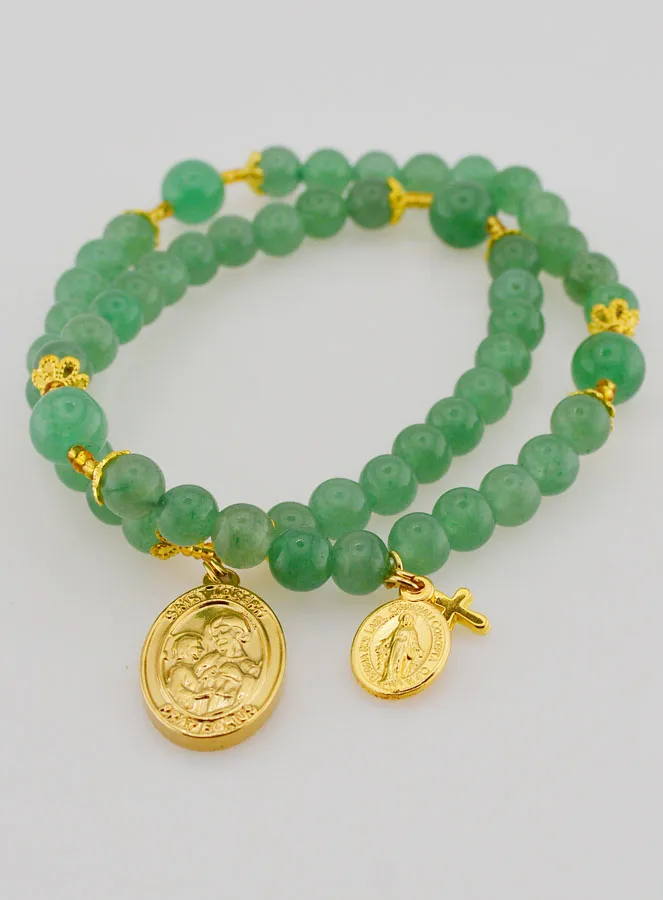 Rozenkrans Wonderdadige Medaille en Heilige Jozef van Aventurijn (pic 2)