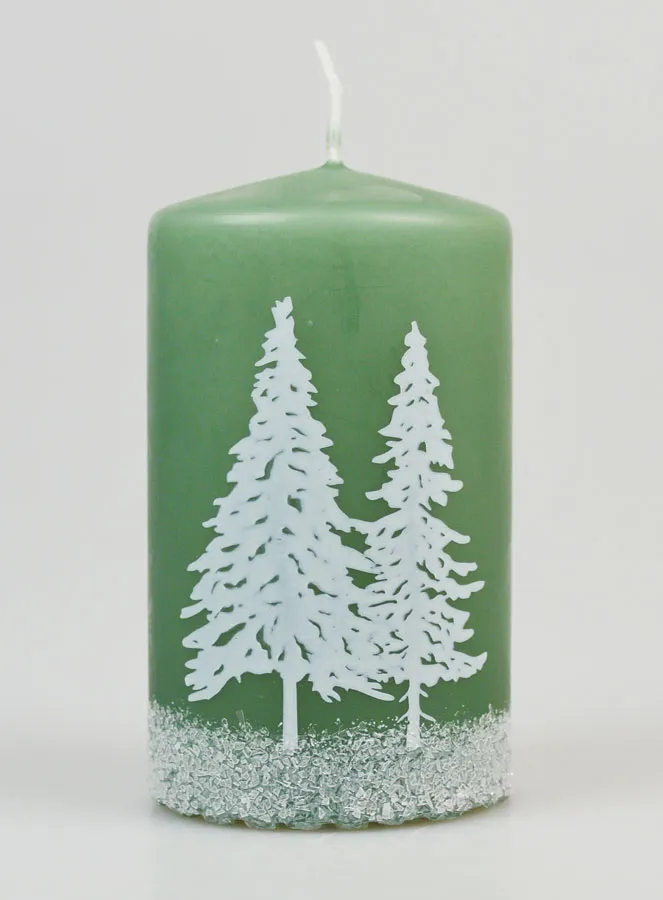 Decoratieve Kaars Winter - Groen (pic 1)