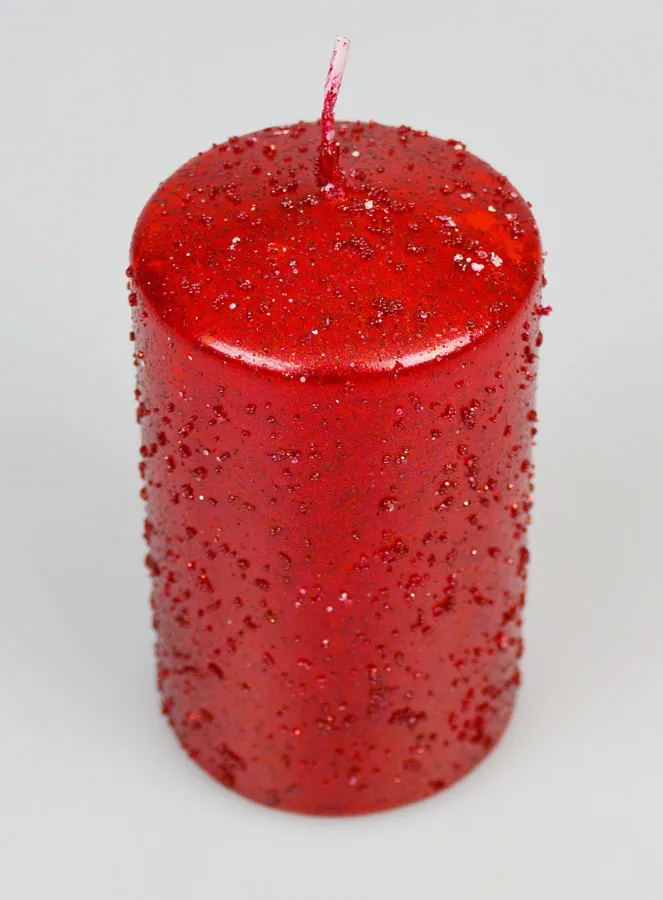 Decoratieve Kaars met Glitters - Rood (pic 2)