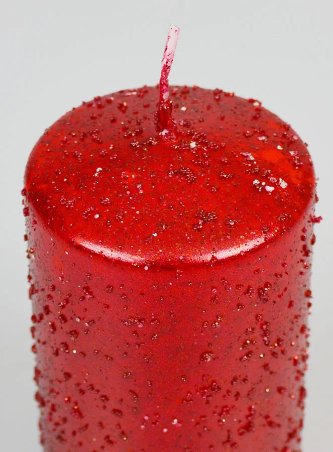 Decoratieve Kaars met Glitters - Rood (pic 4)