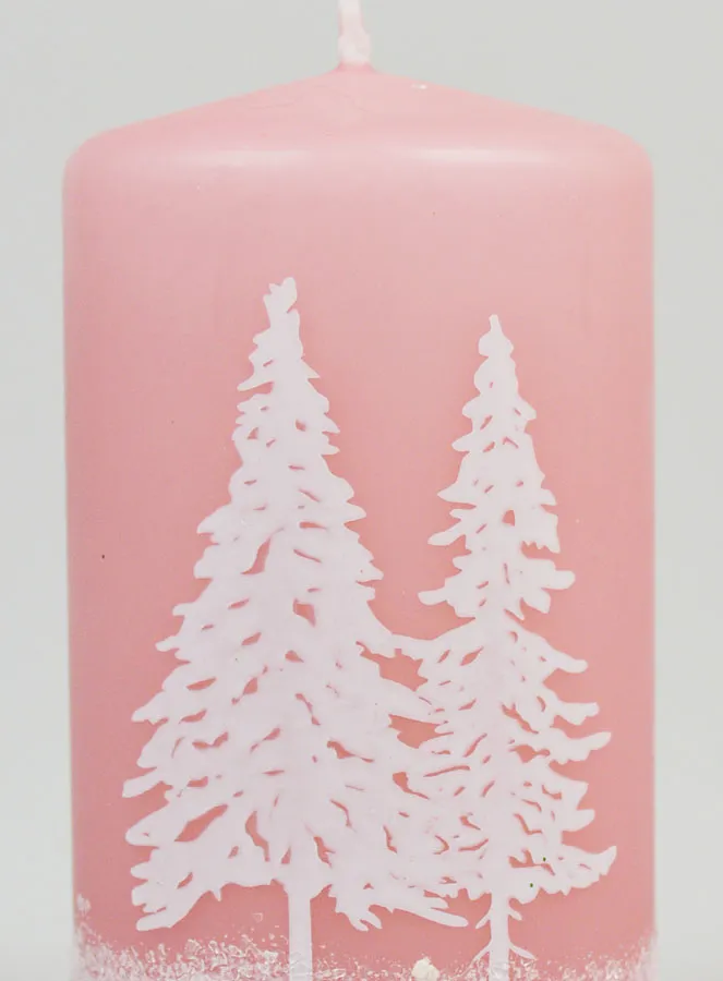 Decoratieve Kaars Winter - Roze Gepoederd (pic 3)