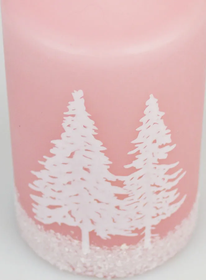Decoratieve Kaars Winter - Roze Gepoederd (pic 4)