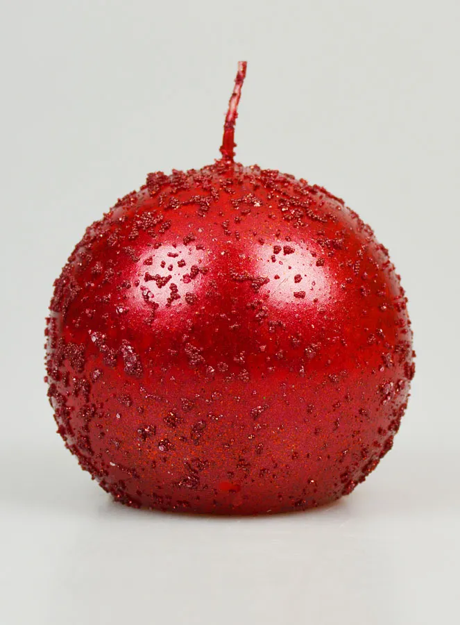 Decoratieve Bolkaars met Glitter 8cm - Rood (pic 1)