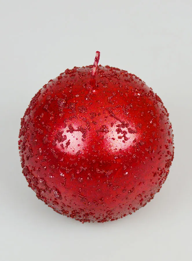 Decoratieve Bolkaars met Glitter 8cm - Rood (pic 2)