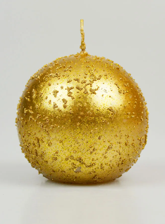 Decoratieve Bolkaars met Glitter 8cm - Anktiek Goud (pic 1)
