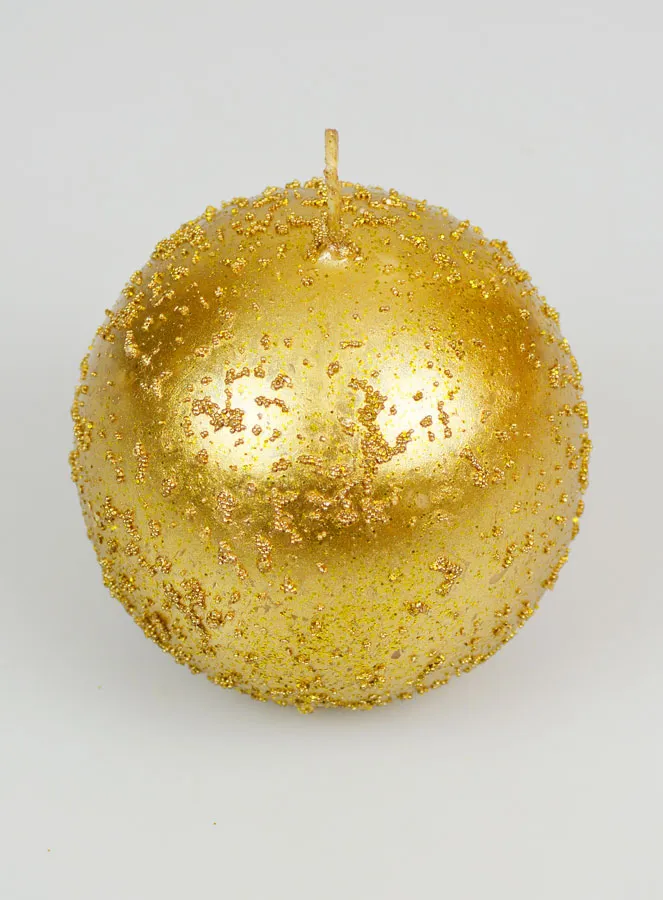 Decoratieve Bolkaars met Glitter 8cm - Anktiek Goud (pic 2)
