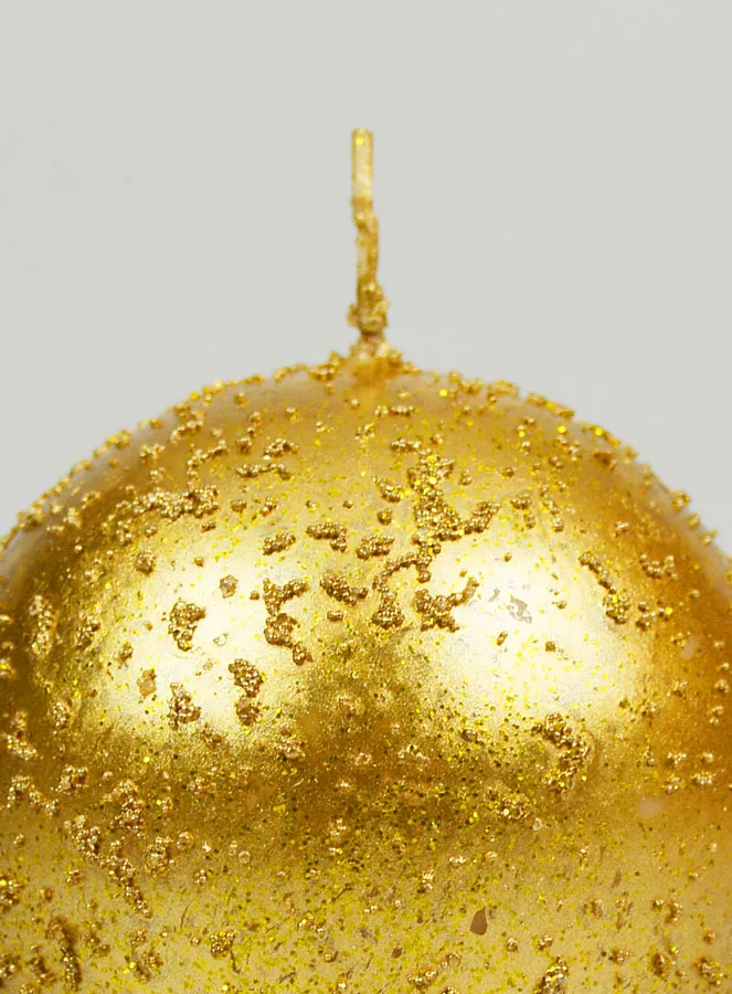 Decoratieve Bolkaars met Glitter 8cm - Anktiek Goud (pic 3)