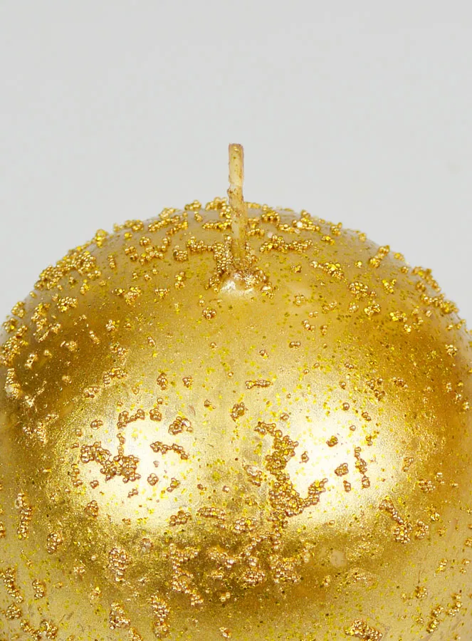Decoratieve Bolkaars met Glitter 8cm - Anktiek Goud (pic 4)