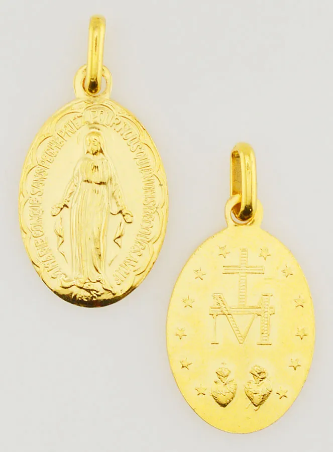 Goudkleurige Wonderdadige Medaille met Geschulpte Rand - 20 mm (pic 1)