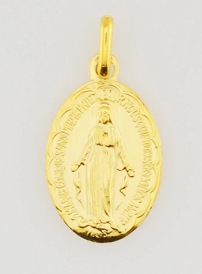 Goudkleurige Wonderdadige Medaille met Geschulpte Rand - 20 mm (pic 3)