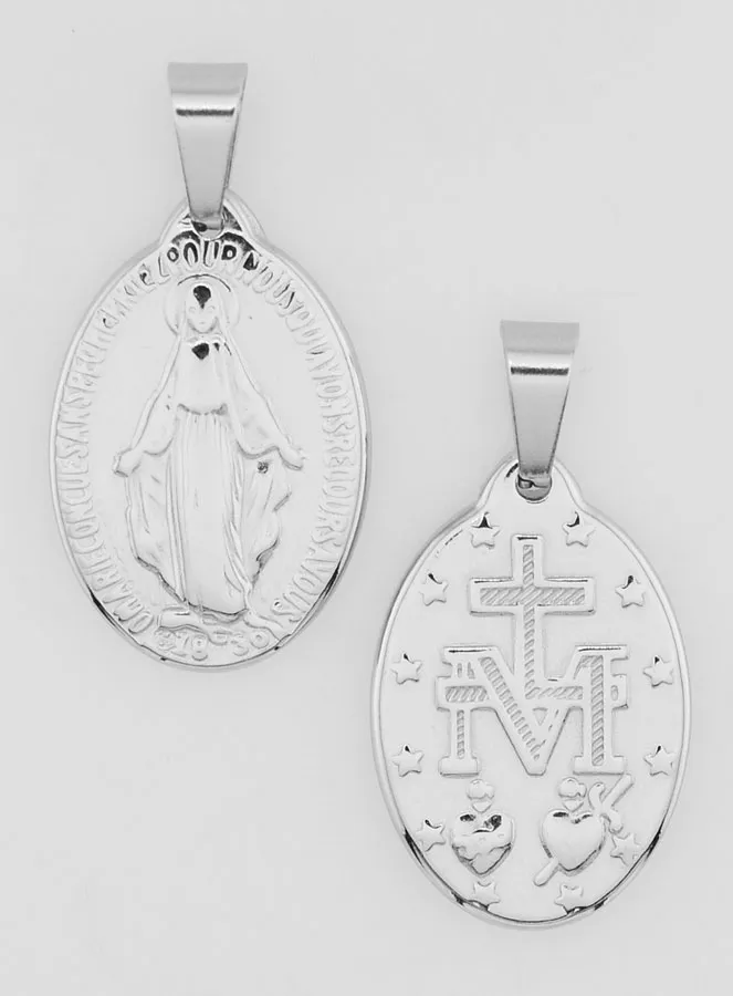 Wonderdadige Medaille van Roestvrij Staal 22mm - Gebed in het Frans (pic 1)