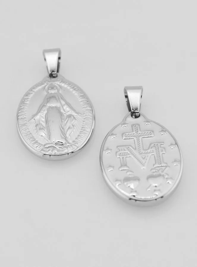 Wonderdadige Medaille van Roestvrij Staal 22mm - Gebed in het Frans (pic 2)