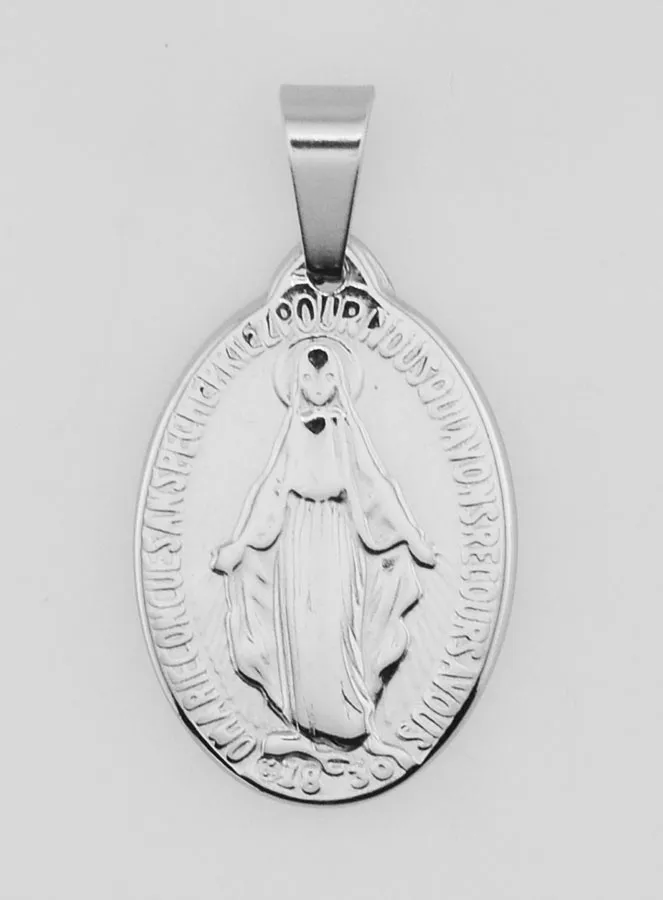 Wonderdadige Medaille van Roestvrij Staal 22mm - Gebed in het Frans (pic 3)