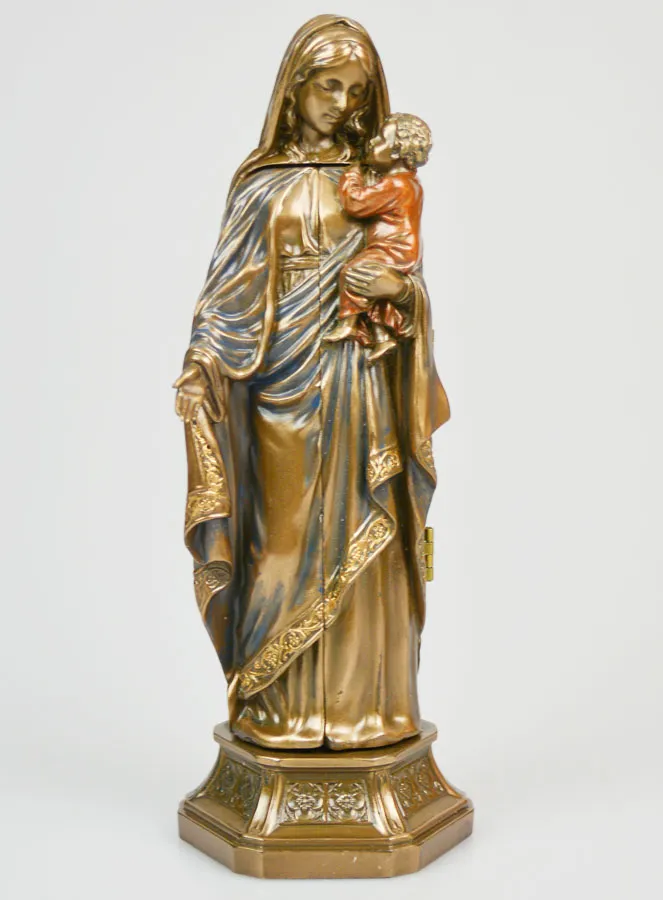Religieus Beeld Drieluik Maria met Kind van Brons - 20cm (pic 2)