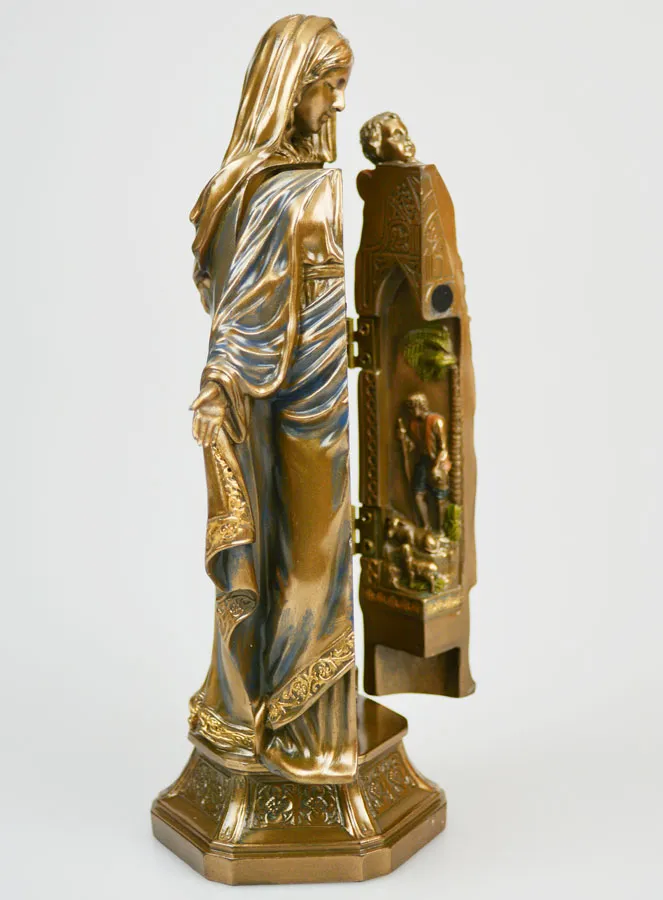Religieus Beeld Drieluik Maria met Kind van Brons - 20cm (pic 3)