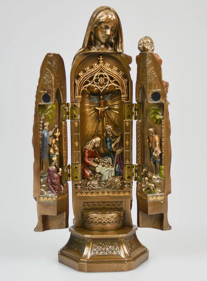 Kerstcadeau Drieluik Maria en Geboorte Jezus - 20cm (pic 1)