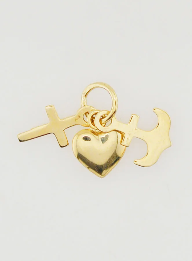 Hanger 9 Karaats Goud Anker Hart en Kruis - 10mm (pic 1)
